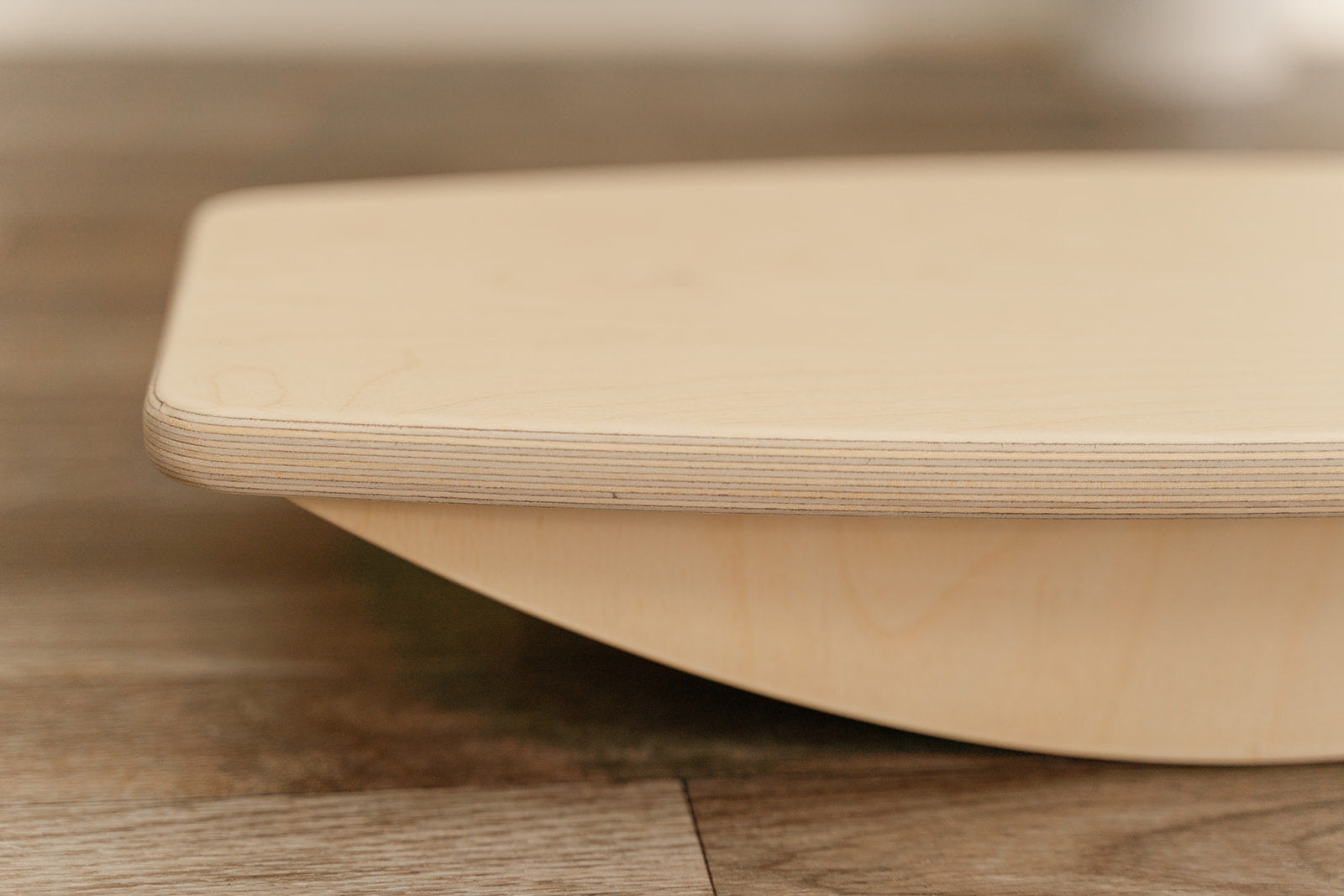 Balance board edge profiles featuring attractive wooden grain and smooth corners