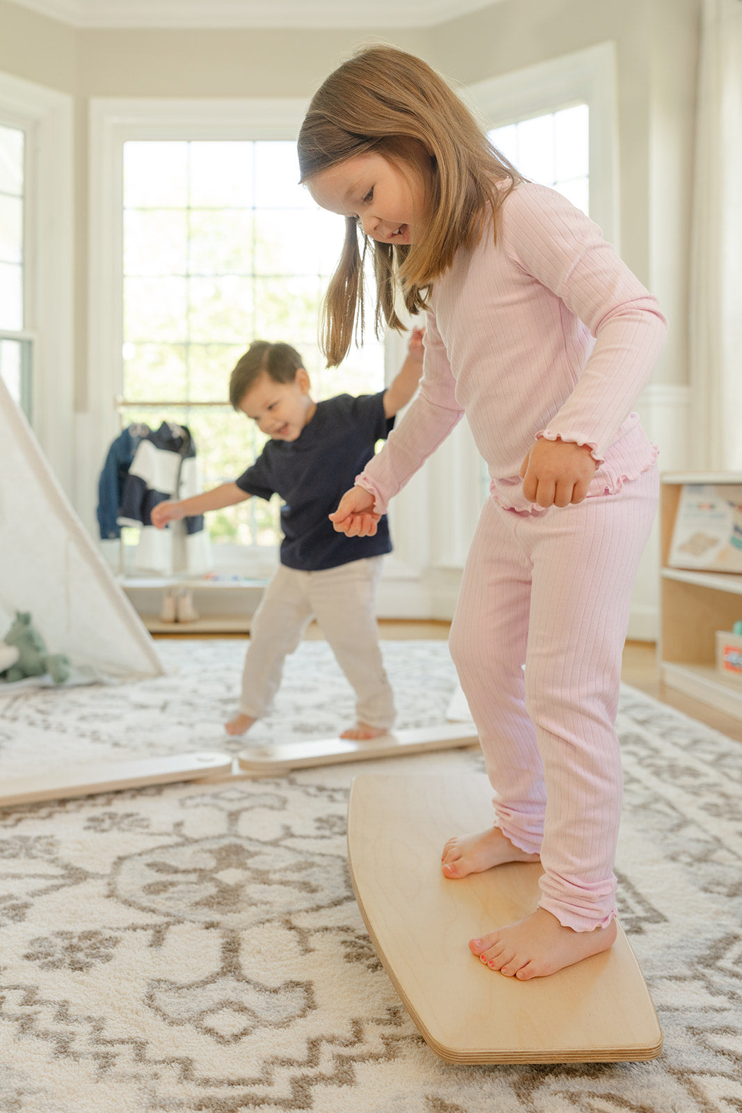 Blueberry and Third non-toxic solid wood balance toy finished with eco-friendly water-based coating, safe for toddlers ages 2 and up, made in USA