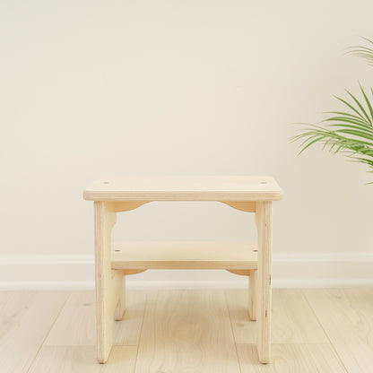 Blueberry and Third children's step stool crafted from solid sustainably sourced birch and poplar, exceeds U.S. CPSC safety standards, made in Ohio