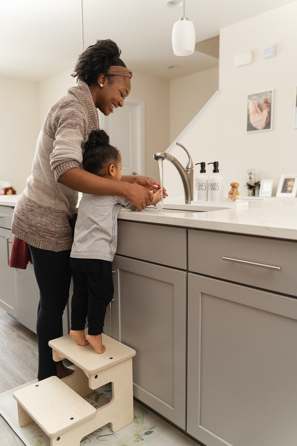 Mom and toddler in a relaxed, everyday moment at home