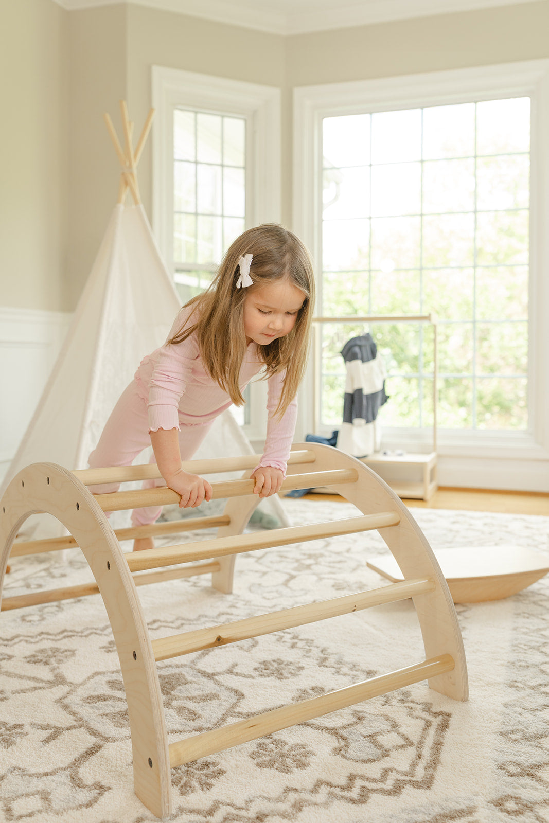 Blueberry and Third children's climbing toys featuring the Climbing Arch, early childhood furniture built for safe, supervised gross motor exploration