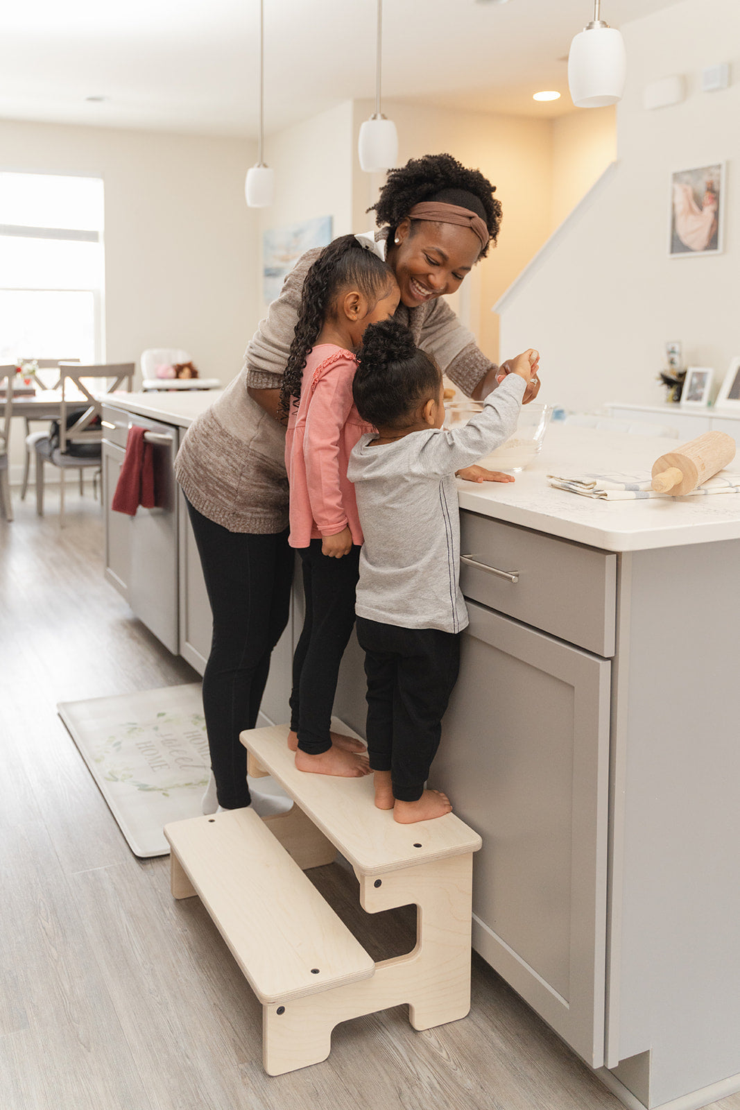 Double Step Stool for Kids | Wooden Household Helper | USA Made