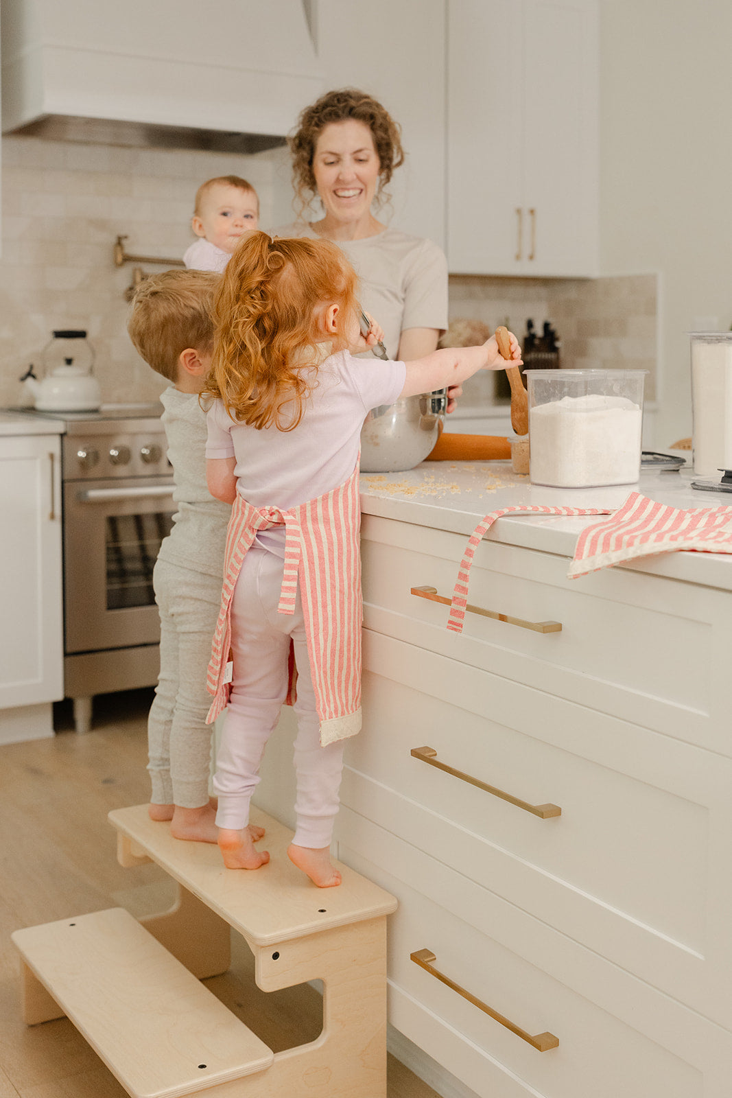 Blueberry and Third Double Step Stool, best gift for 3 year old boy or girl, solid Baltic birch two-step footstool safe from ages 2 to 8, made in Ohio