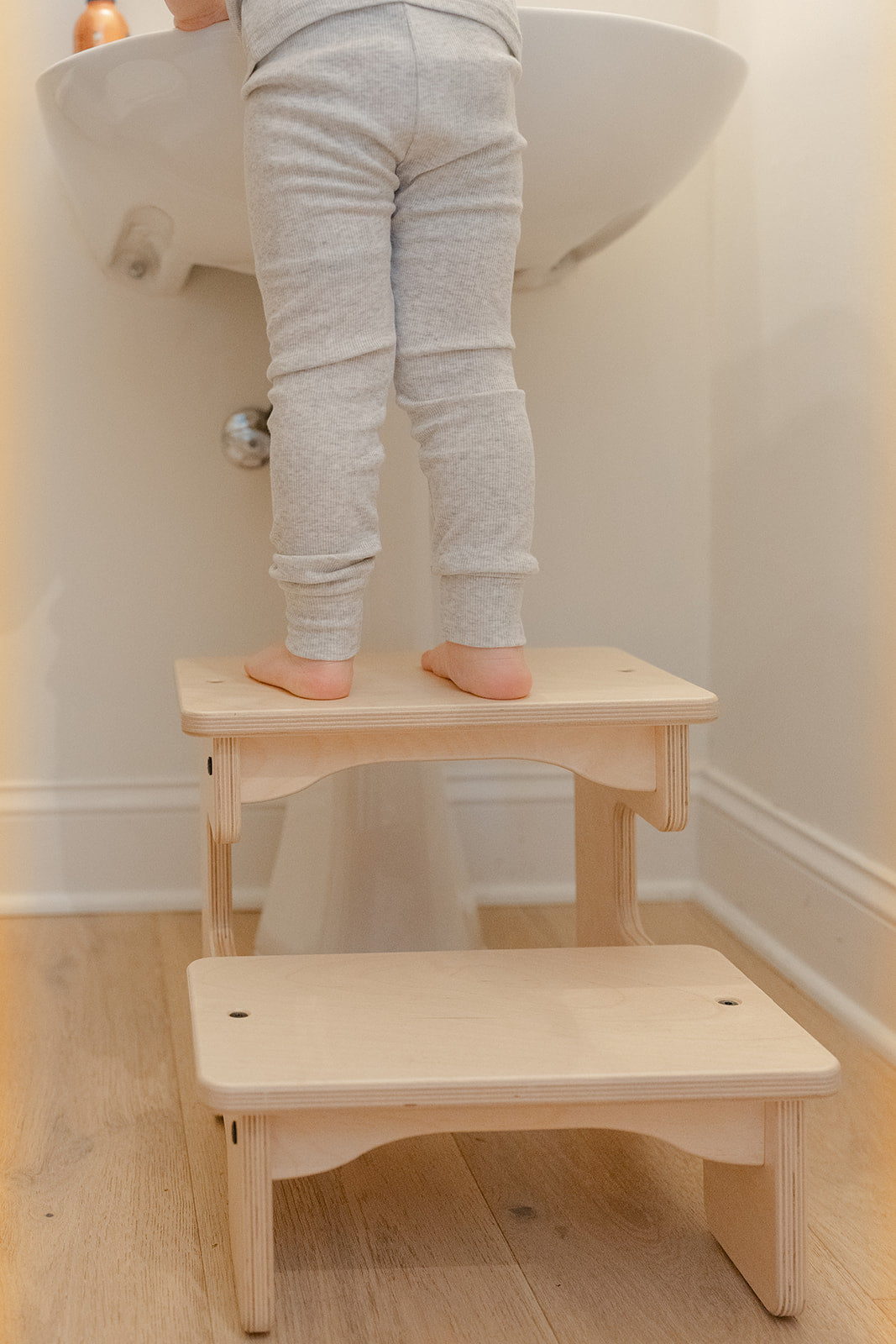 Blueberry and Third small wooden stool, best gift for 2 year old girl or boy, solid wood children's homeware built to last through childhood