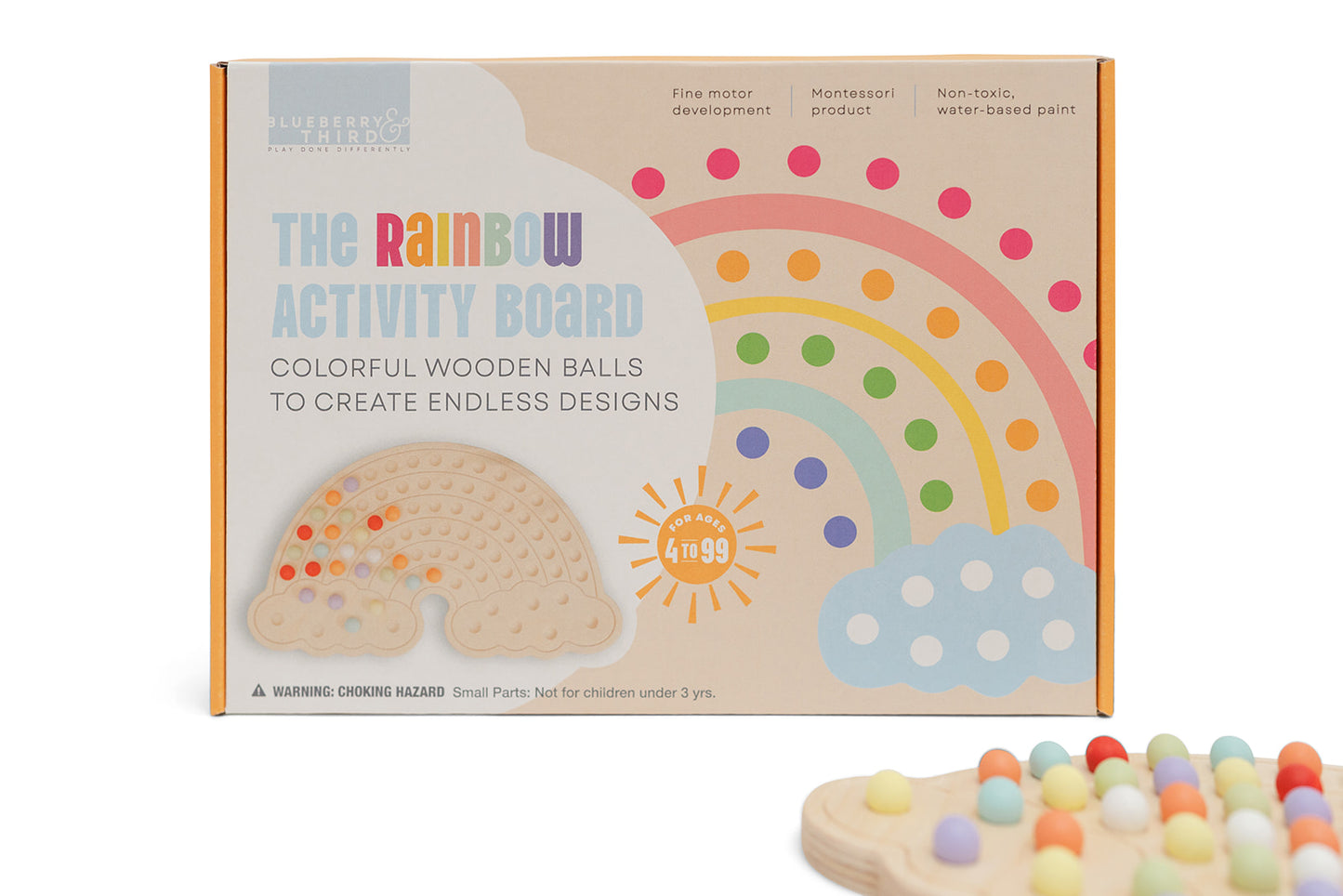 Beautiful packaging for colorful wooden balls to create endless designs and perfect gift for preschoolers and ages 3-6