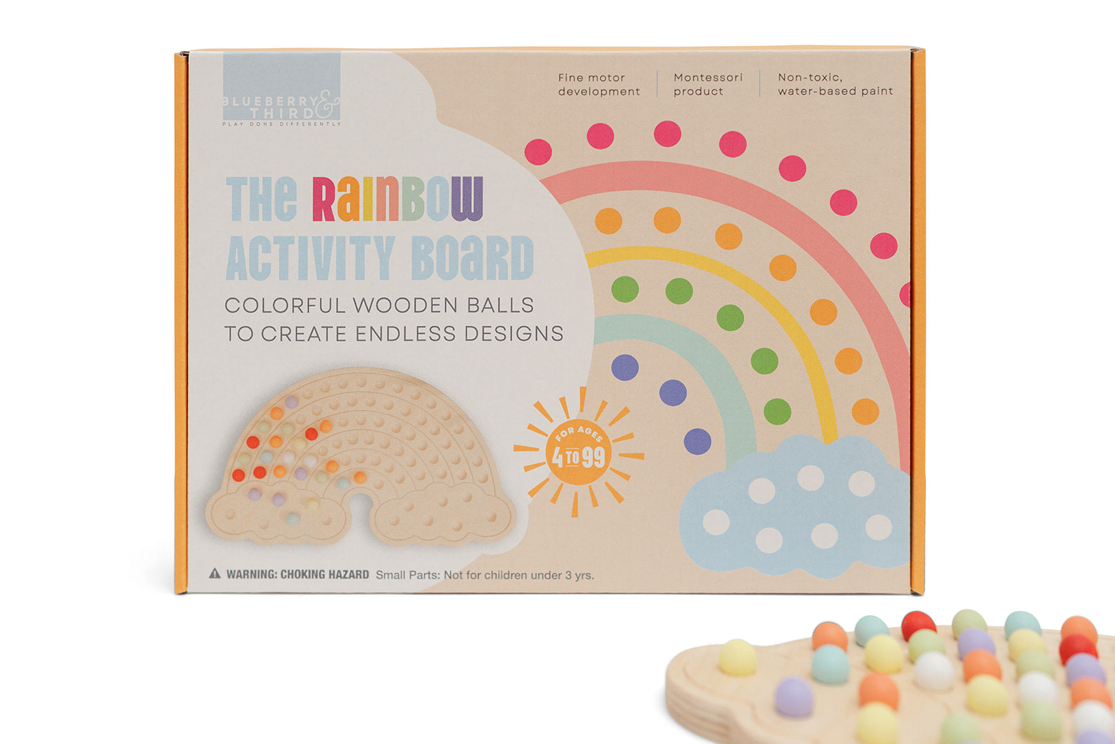 Beautiful packaging for colorful wooden balls to create endless designs and perfect gift for preschoolers and ages 3-6